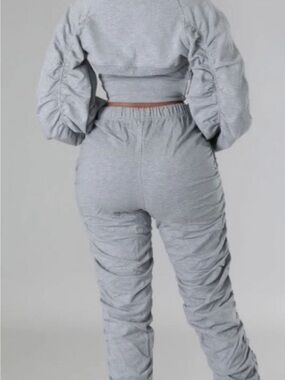 Women's Ruched Gray Jogger Pants